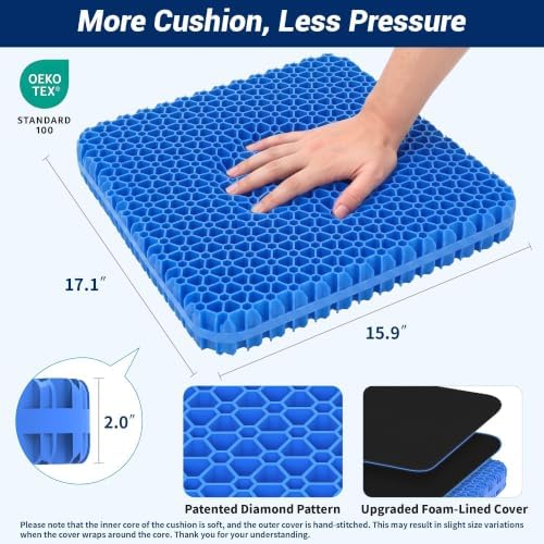 Gel Cooling Seat Cushion for Office Chair, Car Seat, X-Large