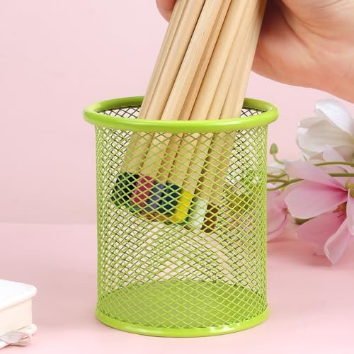 Tamaki Pen Holder Cup for Desk, Wire Mesh Pencil Cup Holder, Green