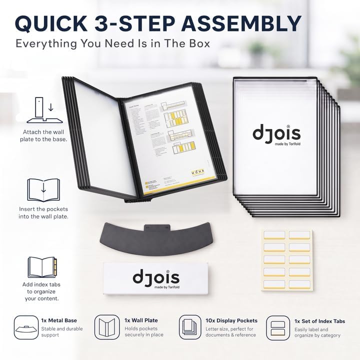Tarifold Desktop Reference System, 10 Pockets with Easy-Load Design, Black