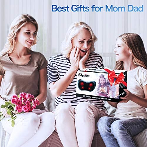 Papillon Back Massager with Heat,Shiatsu Pillow for Body Pain Relief Blue