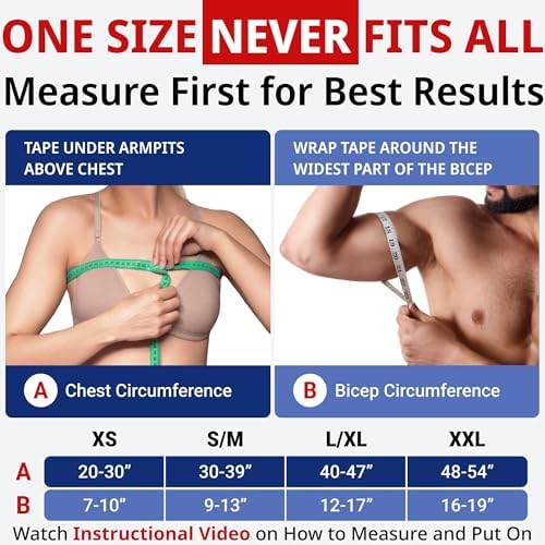 FIGHTECH Rotator Cuff Shoulder Brace for Men and Women - 4 Sizes - Shoulder Support - Pain Relief - Black - X-Large/XX-Large (Chest 48-54" Bicep 17-19")