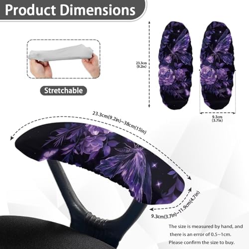 Butterfly Flower Print Office Chair Armrest Cover Set of 2 Plum Blossom Print Gaming Chair Arm Rest Slipcover Covers Dust-Proof Washable Home Decorative Accessories