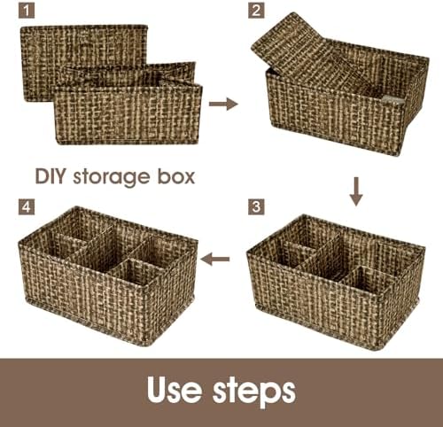 Cosmetic Storage Bins Makeup Organizer, Adjustable Multifunction Storage Box Desk Drawer Divider for Makeup Brushes, Bathroom Countertop or Dresser, Set of 4
