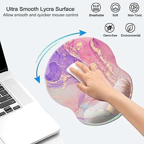 Mouse Pad with Wrist Support, Non Slip Mousepad Wrist Rest for Office, Computer, Laptop & Mac-Comfortable & Lightweight Ergonomic Support Mouse Mat(Pretty Marble-A)