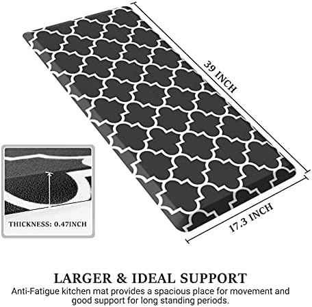 WISELIFE Kitchen Mats and Rugs Cushioned Anti-Fatigue, 17.3"x 39", Black