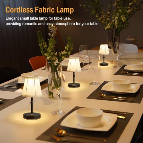 LED Cordless Mini Lamp 5W,3000 mah Battery Operated Lamps,3 Color Temperature Dimmable Table Light,Small Rechargeable Lamp,Kitchen Lamps countertop,Restaurant (Black,2pack)