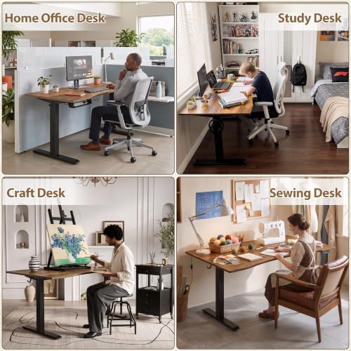 TIQLAB 47x30 Extra Deep Standing Desk with Cable Management, Rustic Brown