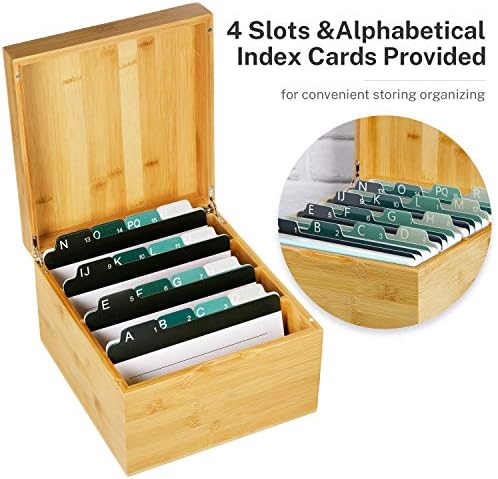 MaxGear Bamboo Business Card Organizer for 5" x 8" Cards