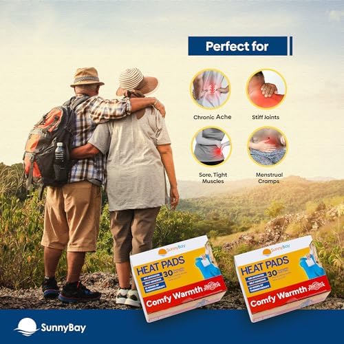 SunnyBay Adhesive Heat Patches for Neck, Knee and Back, 5x3 inch, 60 Count