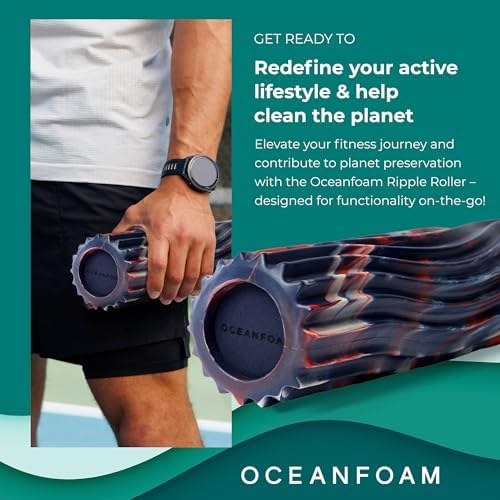 Oceanfoam Ripple Small Foam Roller (Red, Dark Navy & Natural Marbled)