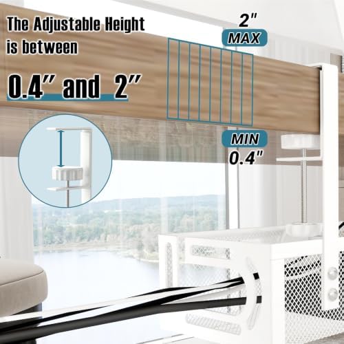 No Drill Under Desk Cable Management Tray, SONATURE 25.3" Cord Organizer for Table, Clamp Mount Desk Cable Management, Premium Carbon Steel Cable Organizer for Office, Home (White)