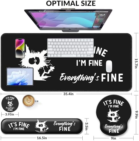 Desk Mat Set Keyboard and Mouse Pad with Wrist Rest Support