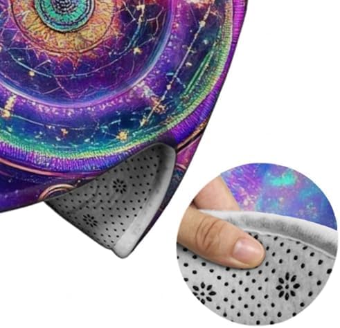 Room Sofa Yoga Soft Round Carpet, Home Decor Non Slip Kitchen Office Circle Rug, Machine Washable Modern Round Area Rug Colorful Purple Blue Galaxy Dream Catcher Art, 60inch