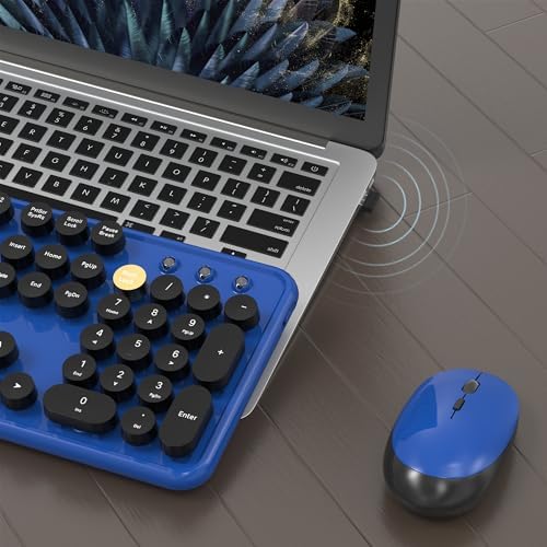Colorful MPTOG Wireless Computer Keyboard and Mouse Combo (Black-Blue)