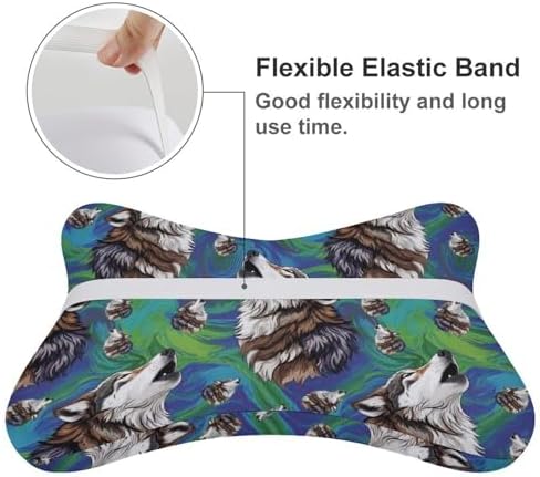 2 Pack Car Headrest Pillow Wolf Memory Foam Neck Pillow with Adjustable Strap for Driving Travel