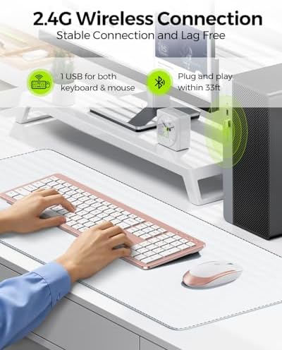 seenda Wireless Keyboard and Mouse Combo, Slim Full-Size Design