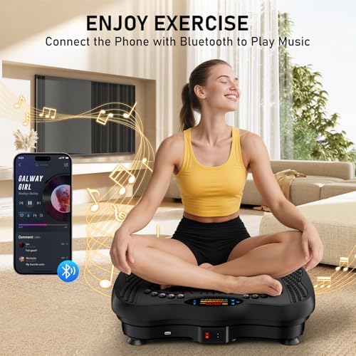 Vibration Plate Exercise Machine, 130 Levels Full Body Workout Vibrating Plate for Lymphatic Drainage Weight Loss, 450 Lbs Capacity Shake Platform with Bluetooth for Women Men