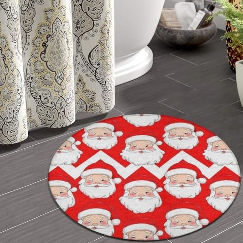 Highly Premium Quality Floor Mat, Office Chair Decor Mat, Room Sofa Yoga Soft Round Carpet Christmas Santa Claus Red