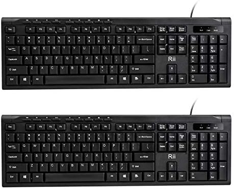 Rii RK907 Ultra-Slim Compact USB Wired Keyboard for MAC and PC-Black(2PCS)