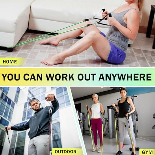 WHATAFIT Resistance Bands with Handles, 150 lb Exercise Bands Set