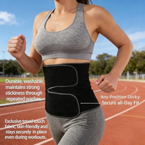 Non-Elastic Reversible Waist Trimmer Belt, Lumbar Support Sauna Trainer for Sports Sitting & Bending Posture Care