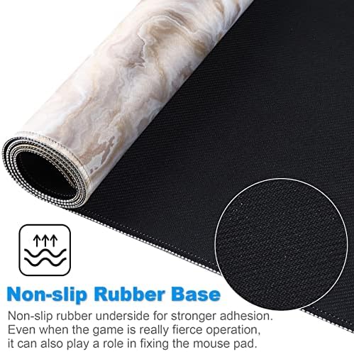 Large Gaming Mouse Pad with Stitched Edges,[27.5x11.8In] Extended Mouse Pad with Non-Slip Natural Rubber Base for Gamer/Desktop/Office/Home (70x30 Marble)