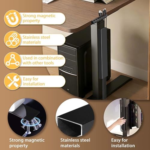 2 Pack Steel Magnetic 14-Inch Cable Management Channels for Under Desk Leg, No Drill Cord Organizer Cover & Wire Hider Cover with Adhesive Cable Tie, Cable Organizer Kit for Home Office & Gaming Desk
