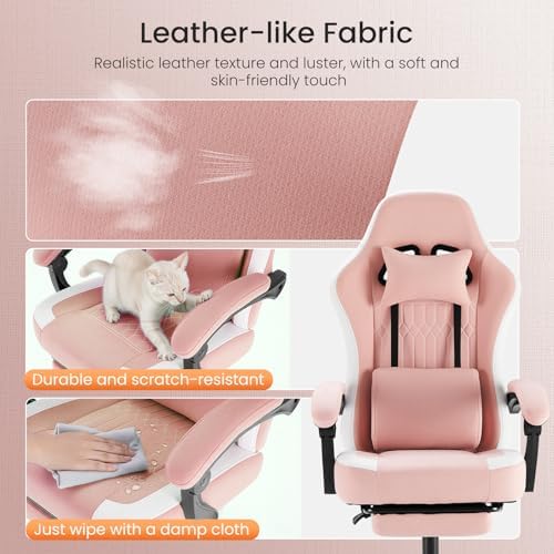 DUMOS Ergonomic Gaming Chair with Footrest, Video Game Chairs