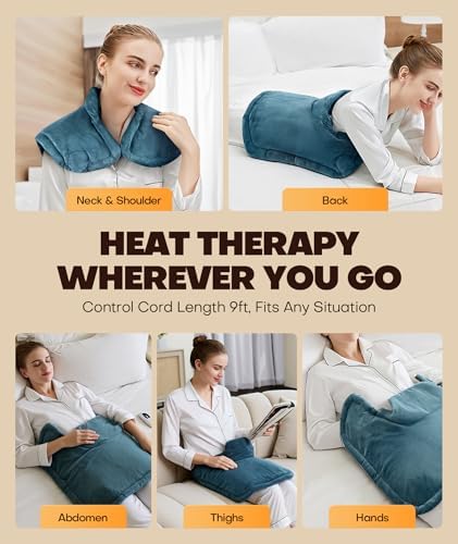 Graphene-Infused Instant Heating Pad with 3M Thinsulate, Ergonomic Weighted Heating Pad for Neck and Shoulders and Back, Heated Neck Wrap w/ 6 Heat Options 4 Auto Timer, Gifts for Women Men