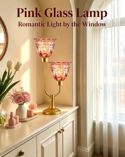 Mid Century Modern Table Lamp Dimmable Vintage Red Glass Lamp Gift