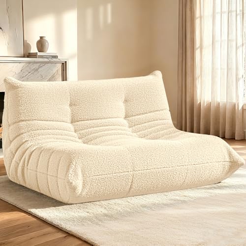 HABUTWAY Bean Bag Chairs Fireside Lazy Floor Sofa,2 Seater,Khaki