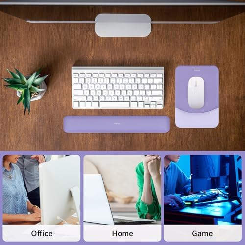 MOSISO Wrist Rest Support Mouse Pad & Keyboard Set, Purple