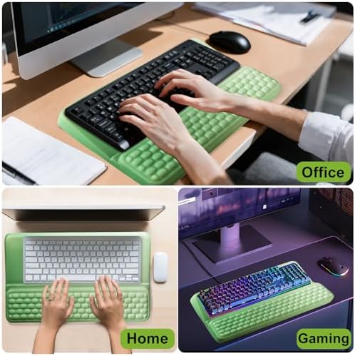Wrist Rest with Keyboard Stand, Ergonomic Keyboard Riser Holder with Memory Foam Wrist Support Pad, Desk Cushion Easy Typing for Home Office Laptop Computer Gaming, Olive Green Gradient