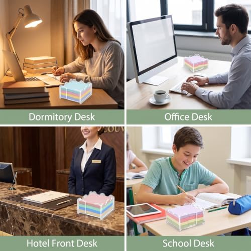 Scalloped Acrylic Sticky Note Holder, 3×3 Inch Clear Sticky Note Dispenser, Thick Wave‑Design Notepad Holder, Modern Desk Organizer for Office Home Dorm Classroom