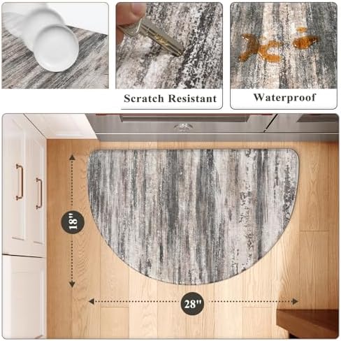 KIMODE Anti Fatigue Kitchen Mats, Black and Grey Half Moon Kitchen Rug