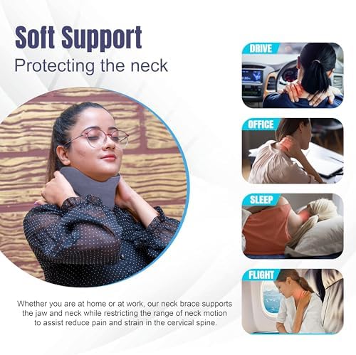Wonder Care Neck Brace for Sleeping Cervical Collar Relief Neck Pain and Neck Support Soft Foam Wraps Relief of Cervical Spine Pressure for Women & Men (Grey, Small, 3" Depth)