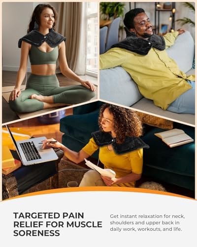 CooCoCo Neck Heating Pad, FSA Eligible, Heating Pad for Neck and Shoulders and Back, Shoulder Heat Pad, 6 Heat Settings, Auto-Off, Machine Washable