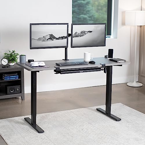 VIVO 22 inch Clamp-on Sliding Pull-out Under Table Drawer for Office Desk, Shallow Storage Organizer for Sit Stand Workstation, Black, DESK-DR22L
