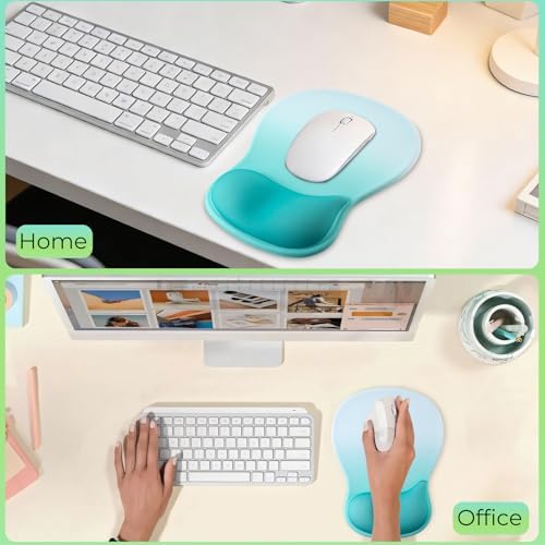 Gel Wrist Rest Mouse Pad, Ergonomic Mousepad with Wrist Support, Relieve Wrist Pain, Gaming Mousepad with Concave Design Cushion & Non-Slip PU Base, for Home Office Laptop Computer, Green Gradient