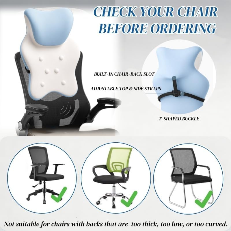 Office Chair Headrest Attachment, Neck Support for Office Chair (Grey)