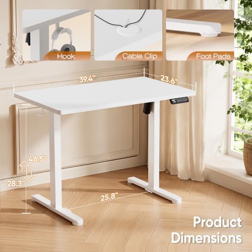 Monomi 39.4" Electric Standing Desk, Height Adjustable sit Stand up,White