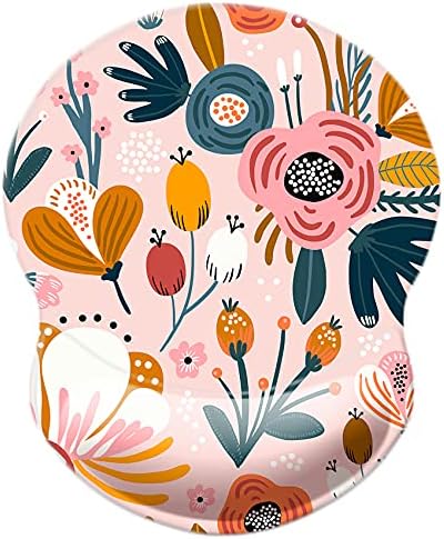 Mouse Pad with Wrist Support, Non Slip Mousepad Wrist Rest for Office, Computer, Laptop & Mac-Comfortable & Lightweight Ergonomic Support Mouse Mat(Wrist-Pink Floral)