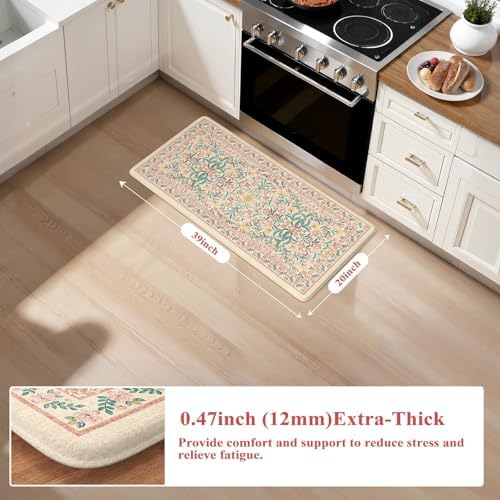 Collive Pink Kitchen Mats for Floor, Modern Kitchen Rugs Set of 2, 20"x39"