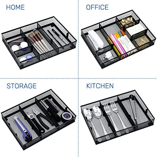 Neudeco Desk Drawer Organizer, 4 Pack Metal Mesh, Black