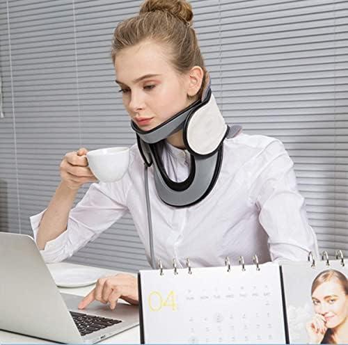 Neck Traction Device, Neck Stretcher for Neck and Shoulder Pain Relief Neck Care Recover Tool Cervical Traction Device for Adults Students (Color : Beige)
