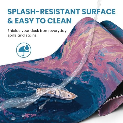 Aesthetic Desk Mat, Cute Vivid Sea Desk Pad Protector for Work & Decor, 31.5" x 11.8", Pretty Non-Slip Extended Mouse Pad for Office or Home