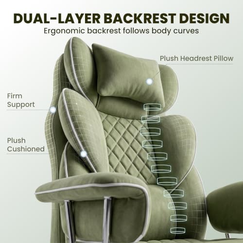 N-GEN GAMING Big and Tall Gaming Chair with Footrest, Reclining Chair,Green