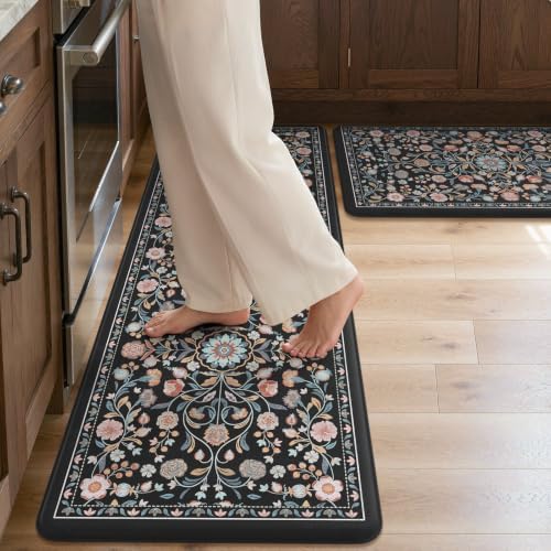 KIMODE Kitchen Mats for Floor Cushioned Anti Fatigue,Kitchen Rugs 2 piece