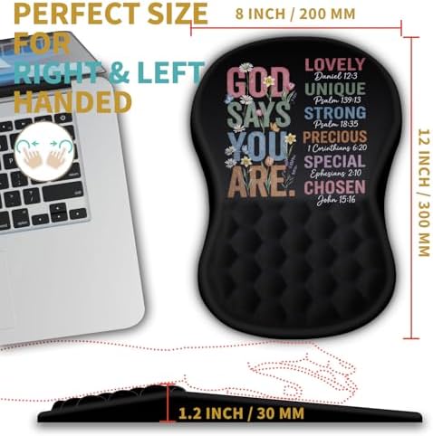 Hokafenle Ergonomic Mouse Pad Wrist Support with Massage Design, Wrist Rest Pain Relief Mousepad with Memory Foam&Non-Slip PU Base, Mouse Pads for Wireless Mouse & Desk (12x8 inch,God Said)