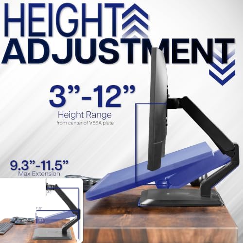 VIVO Premium Single 17 to 32 inch VESA Monitor and Touch Screen Desk Stand with Rotating Base, Freestanding Pneumatic Height Adjustable Arm, 12 inch Maximum Screen Height, Black, STAND-V001R